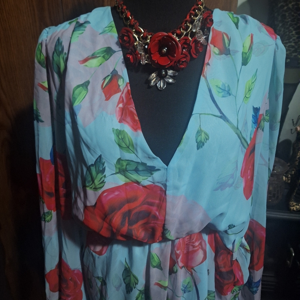 Floral Dress with Red Roses - Picture 4 of 7